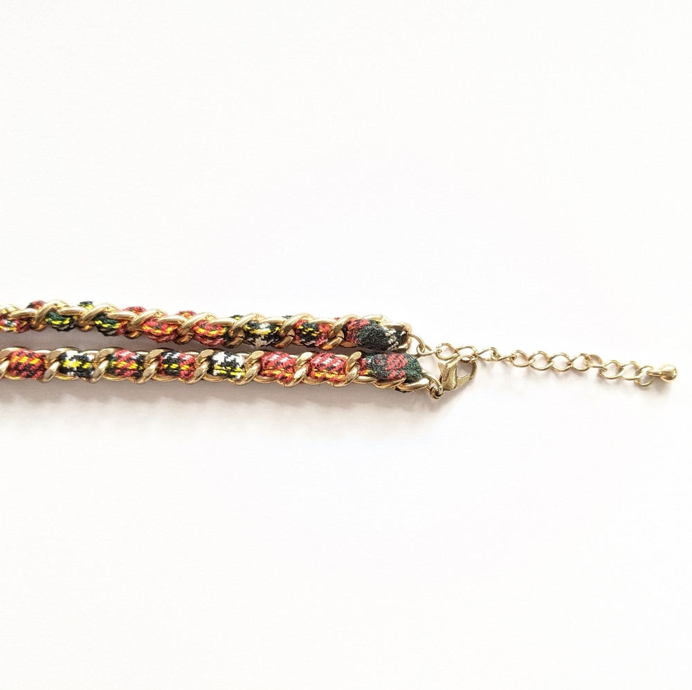 🦄BUY 2 GET 2 FREE! Plaid and gold long necklace